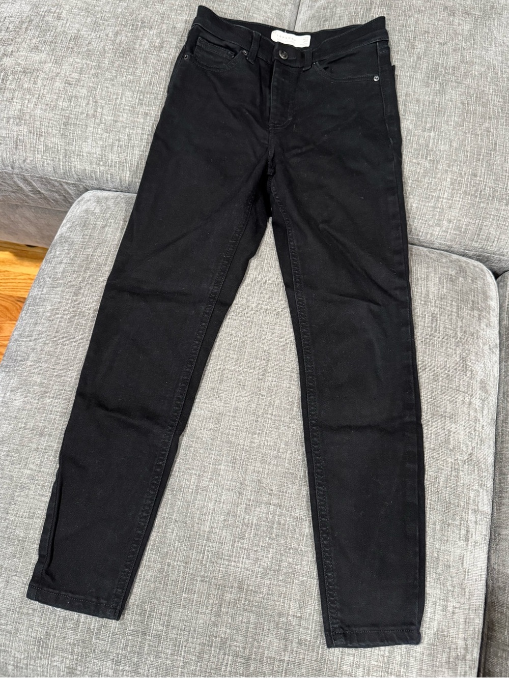 Topshop Pure Black Jamie Petite High Rise Lace Up Ankle Skinny Jeans Size 25